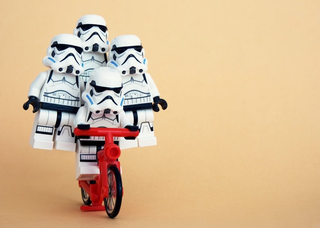 lego, stormtrooper, cycling