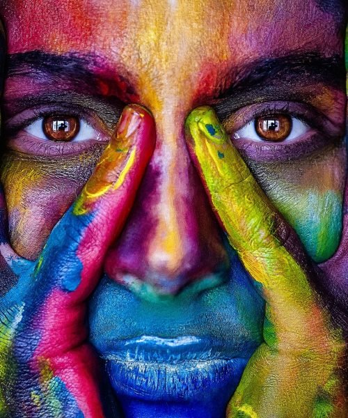 girl, face, colorful