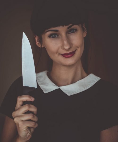 woman, knife, model